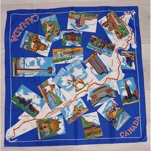 Canada Tourist Scarf 100% Polyester Made in Italy Yukon Calgary 26.5 x 26.5 In
